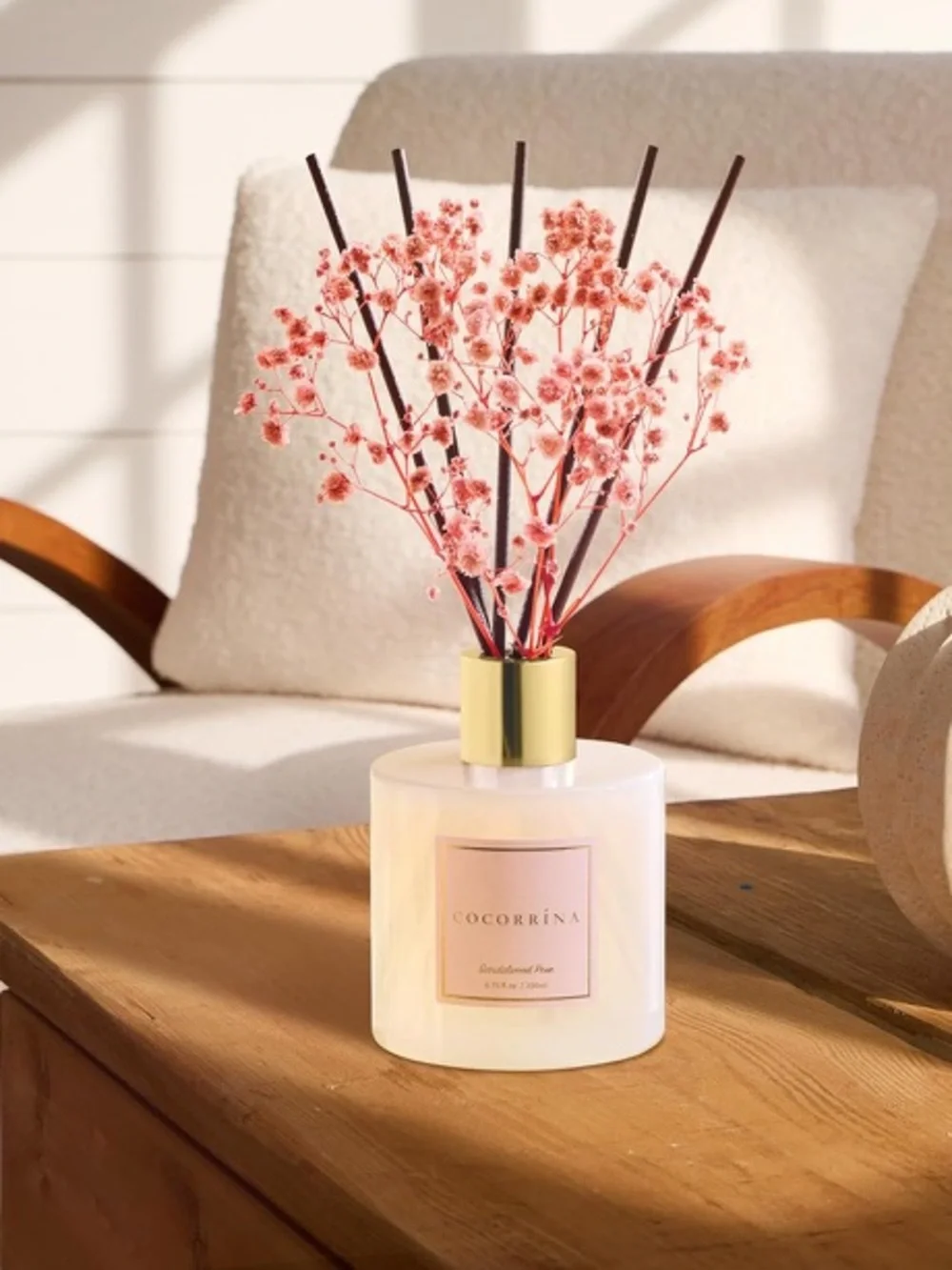 Cocorrina ~ Sandalwood Rose Reed Diffuser - Fresh All Day Scents for Your Space